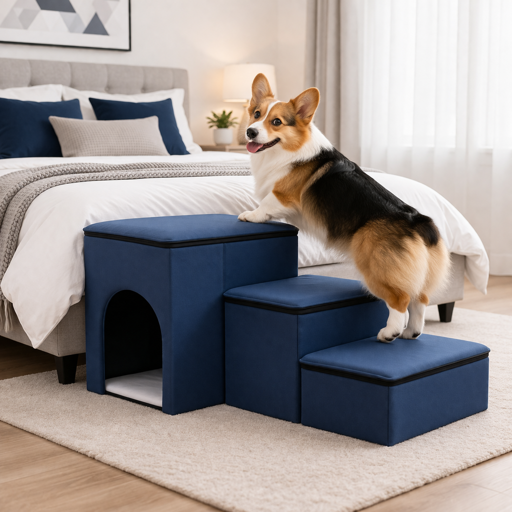 Dog Stairs Foldable Internal Storage Removable & Washable Cover