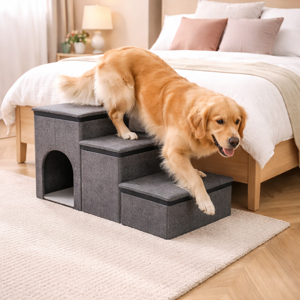 Dog Stairs Foldable Internal Storage Removable & Washable Cover