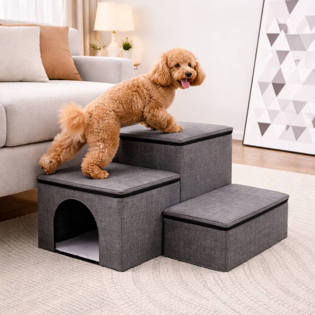 Dog Stairs Foldable Internal Storage Removable & Washable Cover