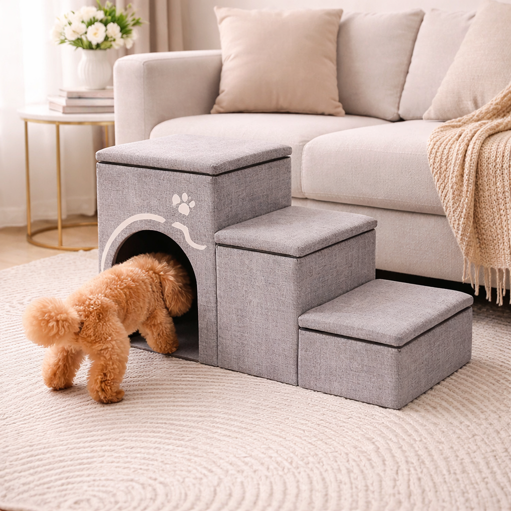 Dog Stairs Foldable Internal Storage Removable & Washable Cover