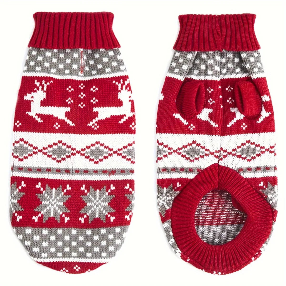 Dog Sweater Breathable Acrylic Knit Slip On Christmas Pattern