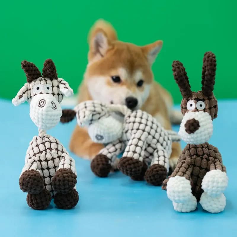 Dog Toy Reinforced Plush Built-In Squeaker For Aggressive Chewers