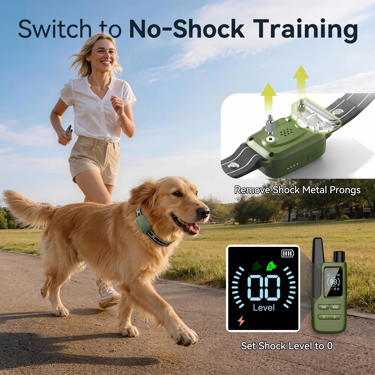 Dog Training Collar 1,006m Range Waterproof Adjustable Fit