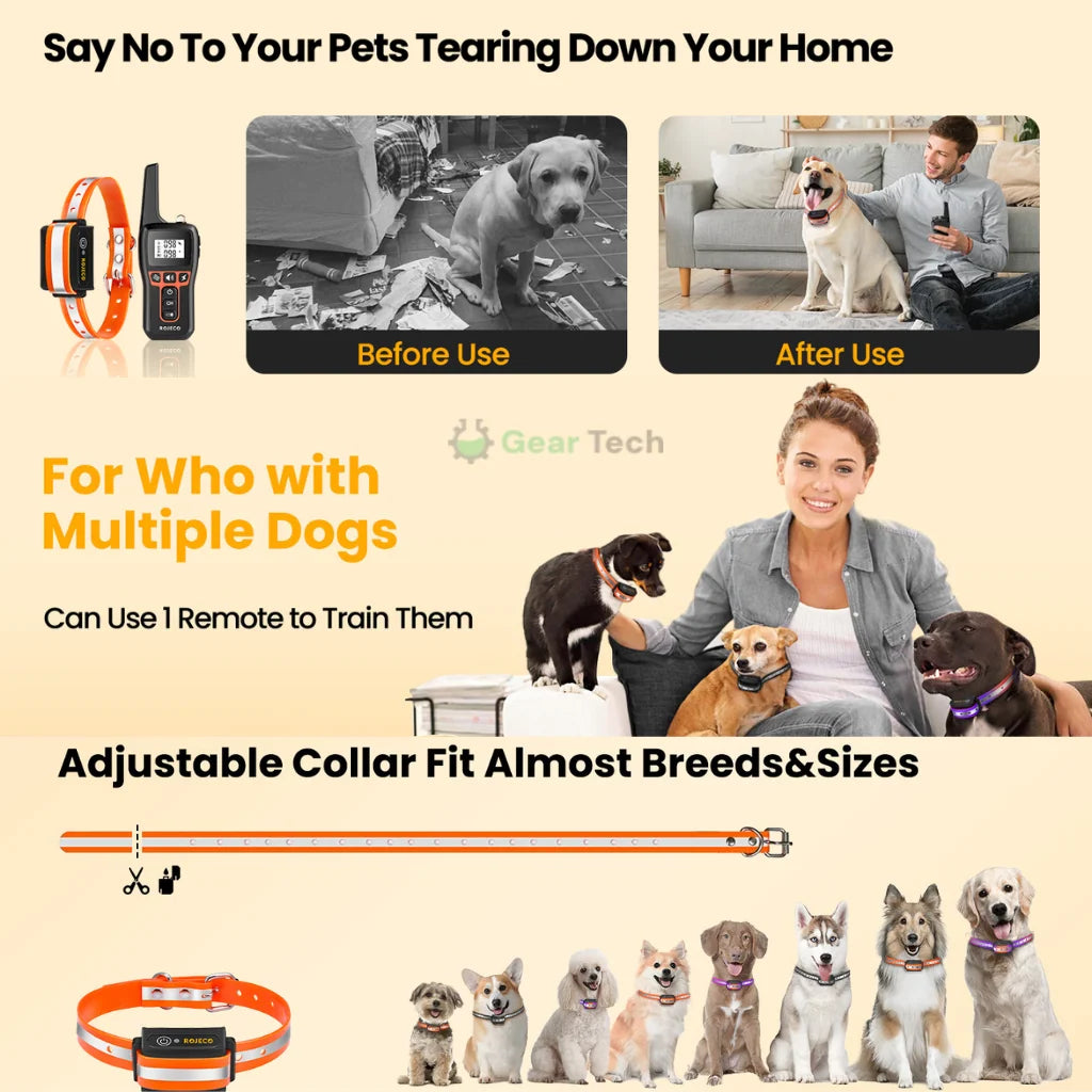Dog Training Collar Waterproof Remote Control 3-Mode
