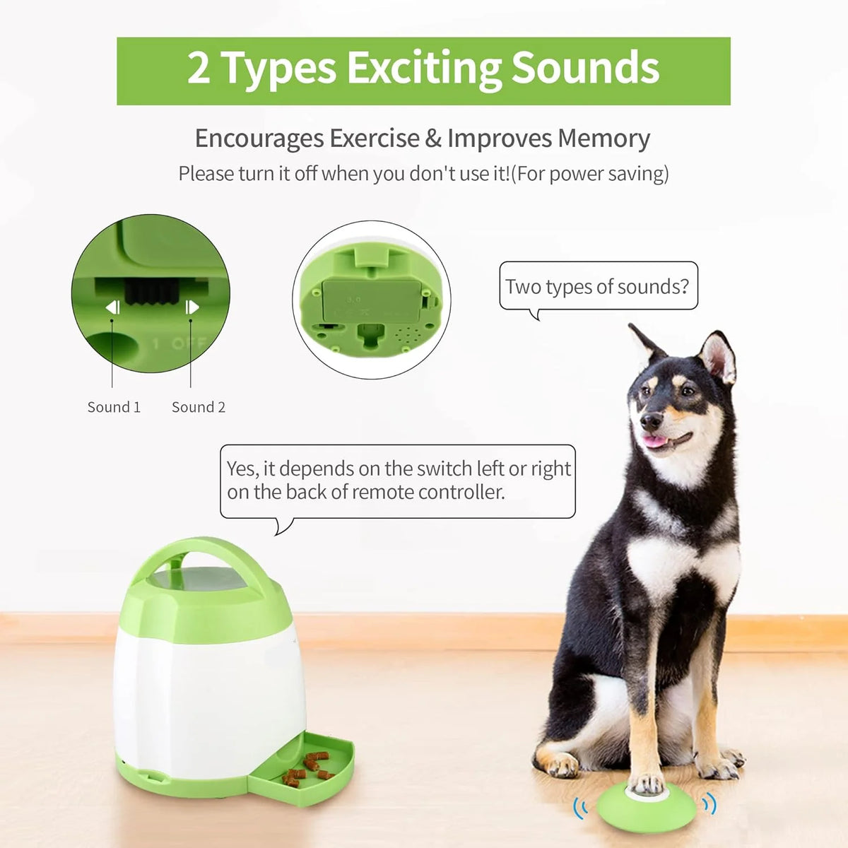 Dog Treat Dispenser Wireless Remote Dual Power Adjustable Portions