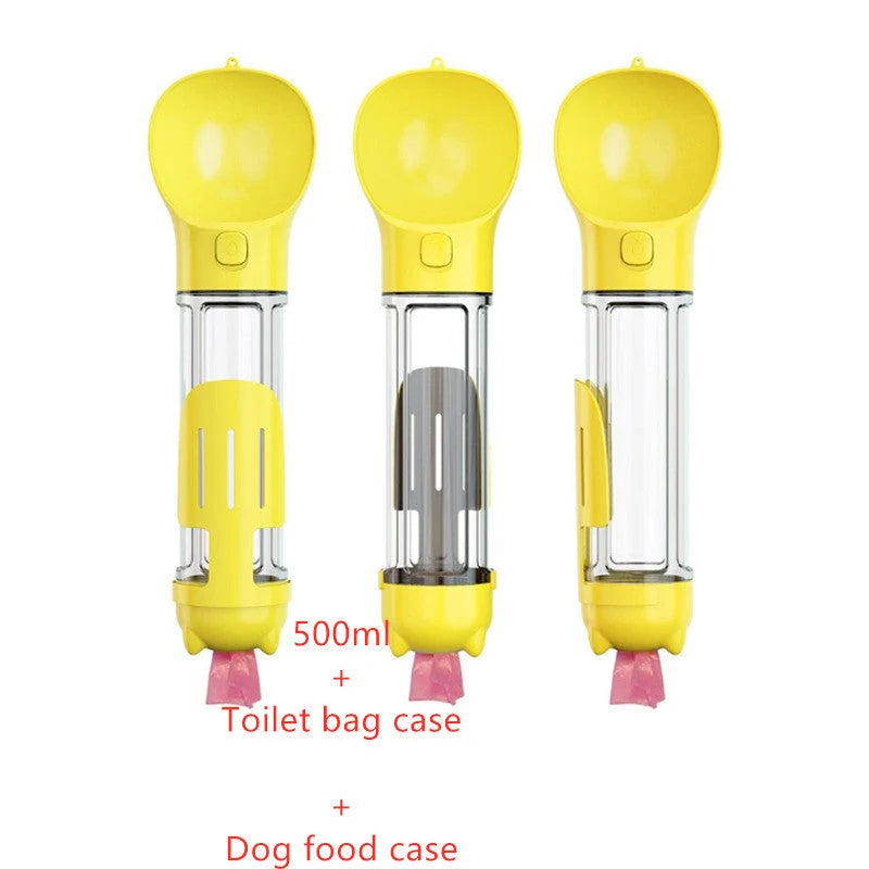 Dog Water Bottle 3-in-1 Portable Food Compartment & Waste Bag