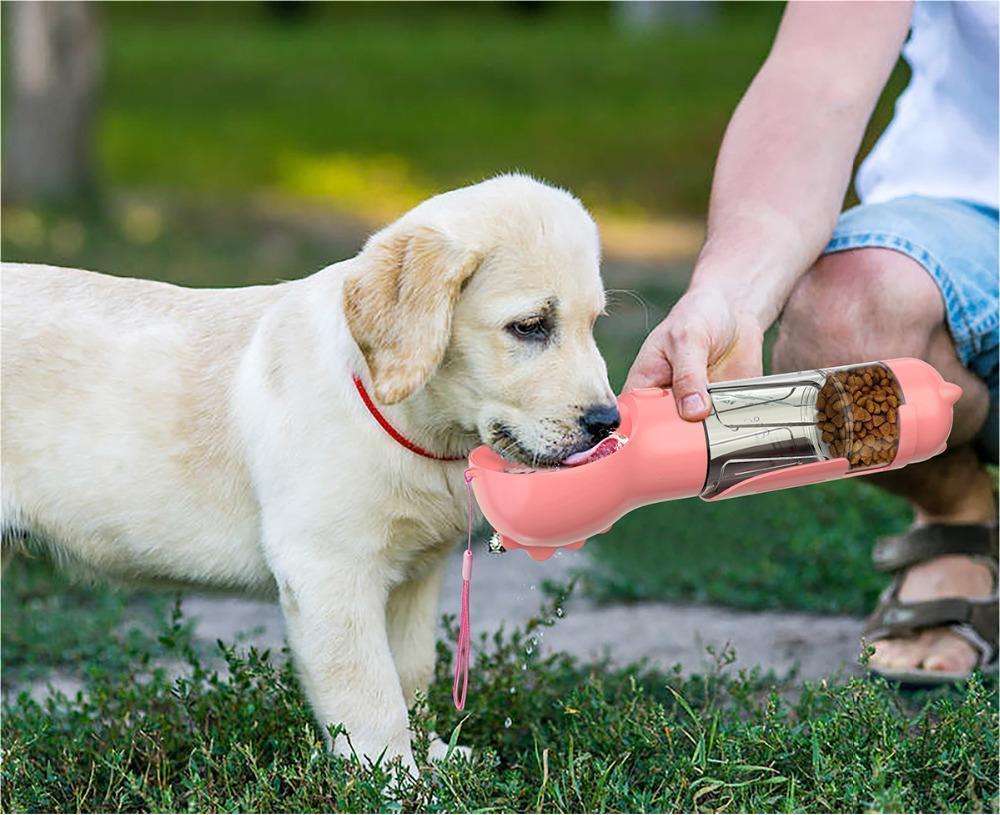 Dog Water Bottle 3-in-1 Portable Food Compartment & Waste Bag