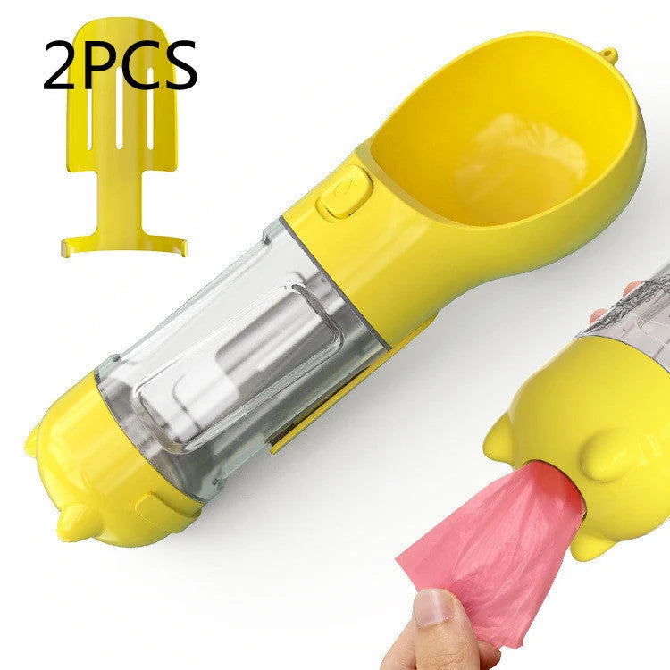 Dog Water Bottle 3-in-1 Portable Food Compartment & Waste Bag