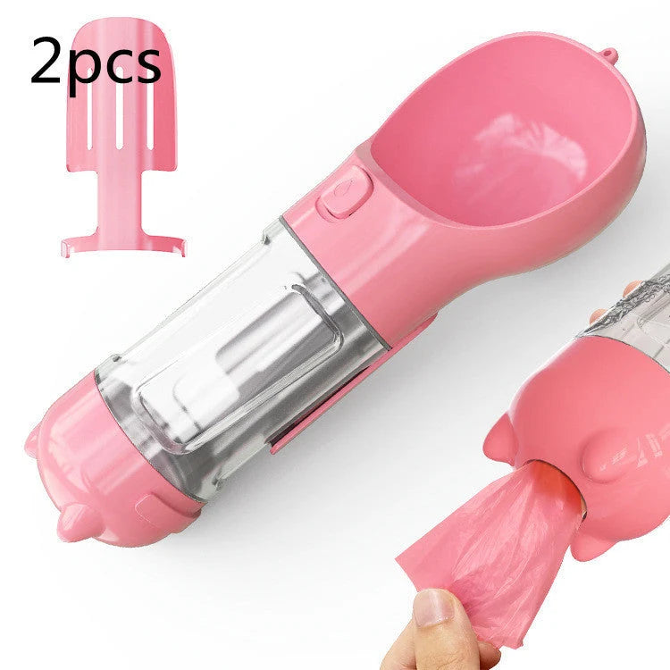 Dog Water Bottle 3-in-1 Portable Food Compartment & Waste Bag