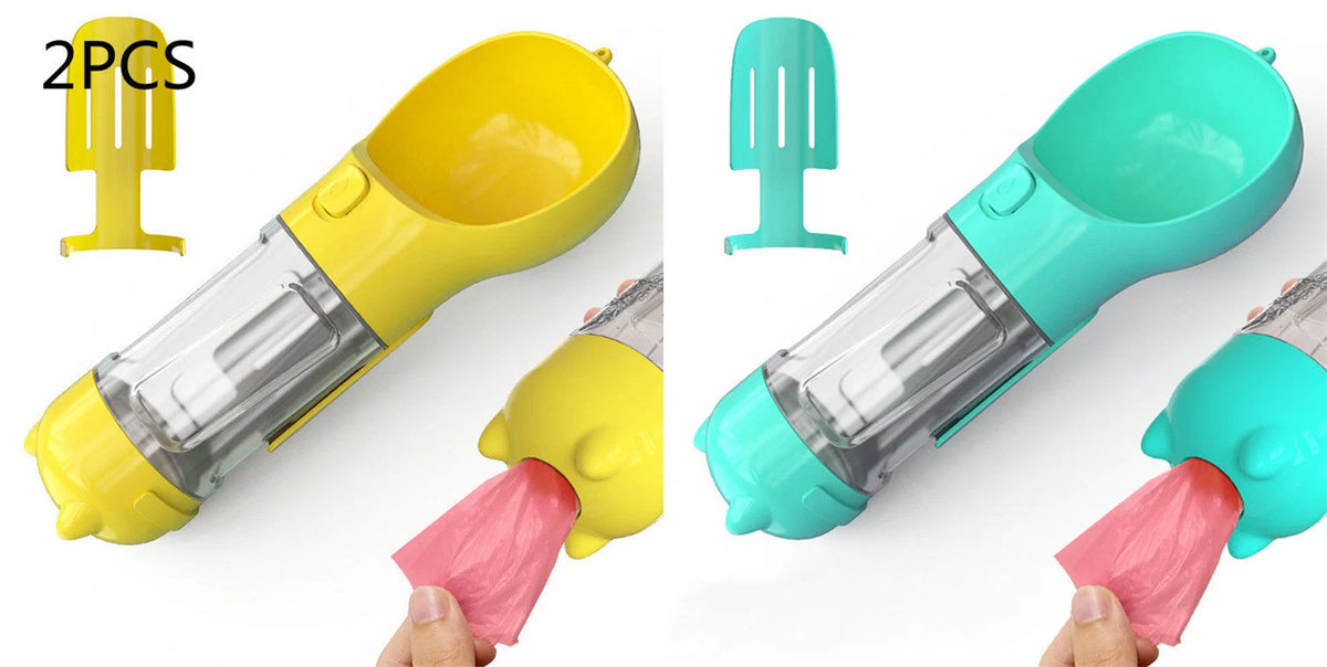 Dog Water Bottle 3-in-1 Portable Food Compartment & Waste Bag