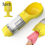 Dog Water Bottle 3-in-1 Portable Food Compartment & Waste Bag