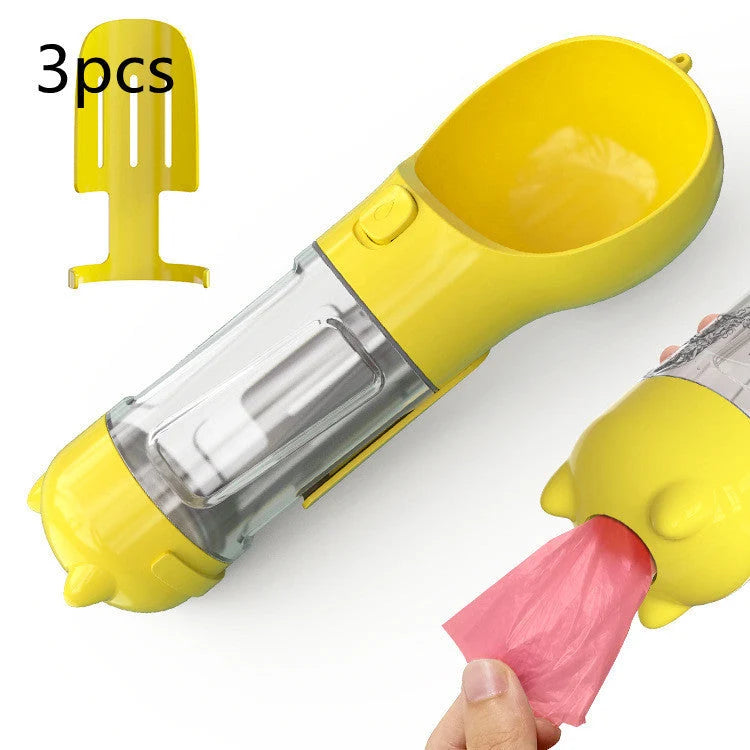 Dog Water Bottle 3-in-1 Portable Food Compartment & Waste Bag