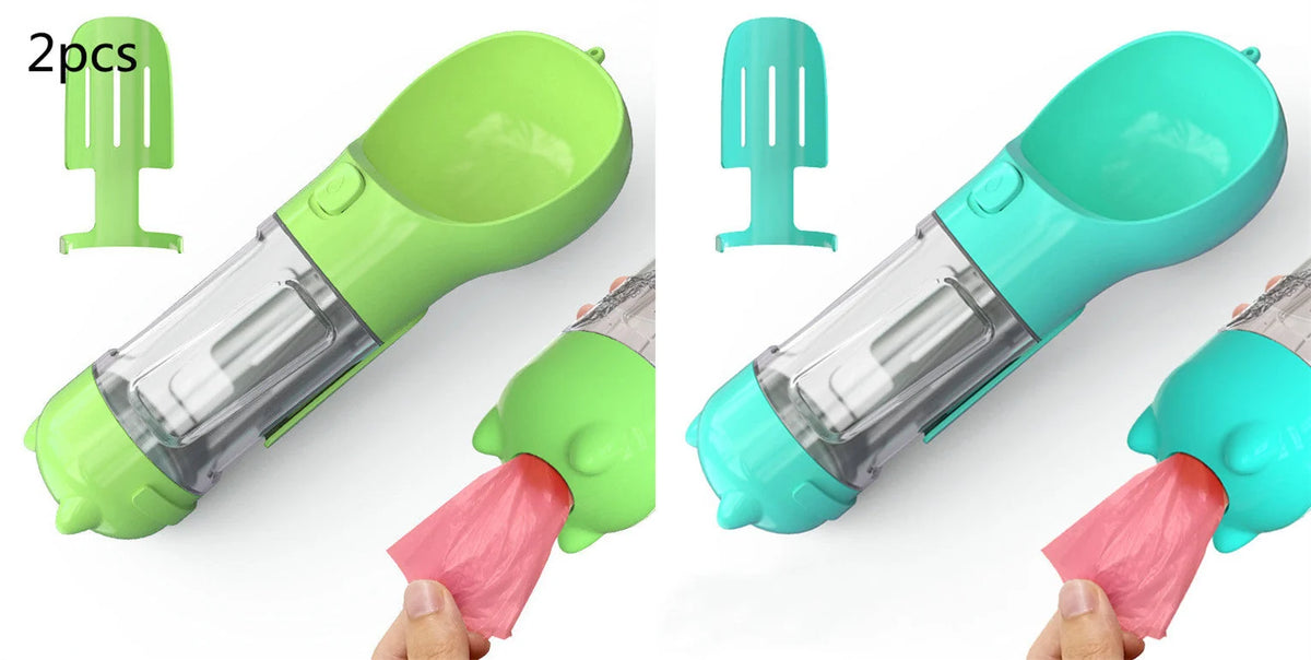 Dog Water Bottle 3-in-1 Portable Food Compartment & Waste Bag
