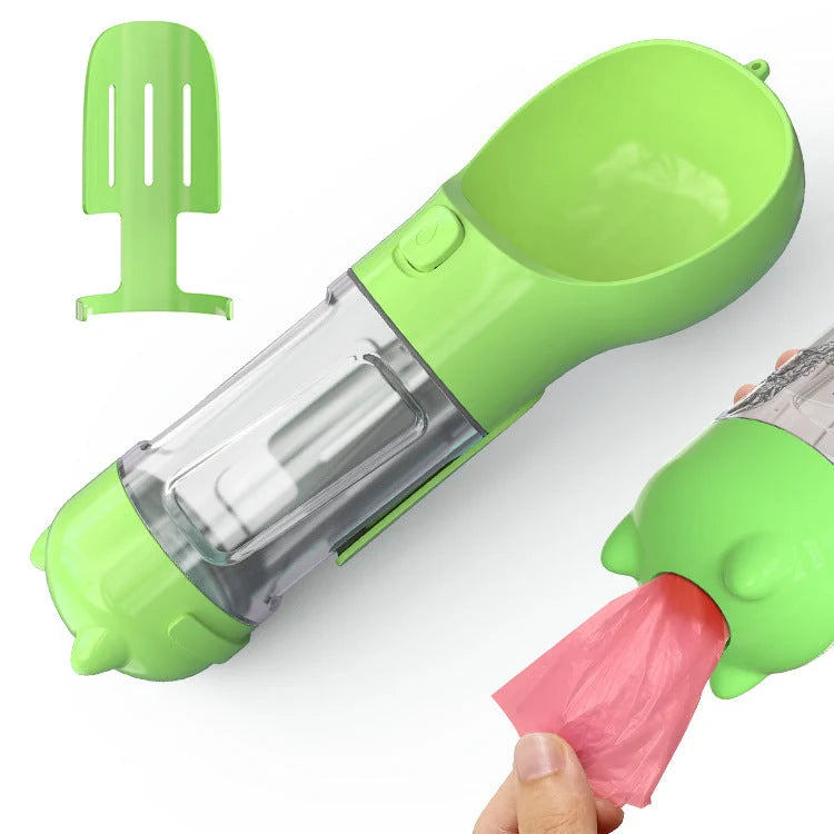 Dog Water Bottle 3-in-1 Portable Food Compartment & Waste Bag