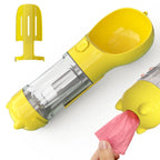 Dog Water Bottle 3-in-1 Portable Food Compartment & Waste Bag
