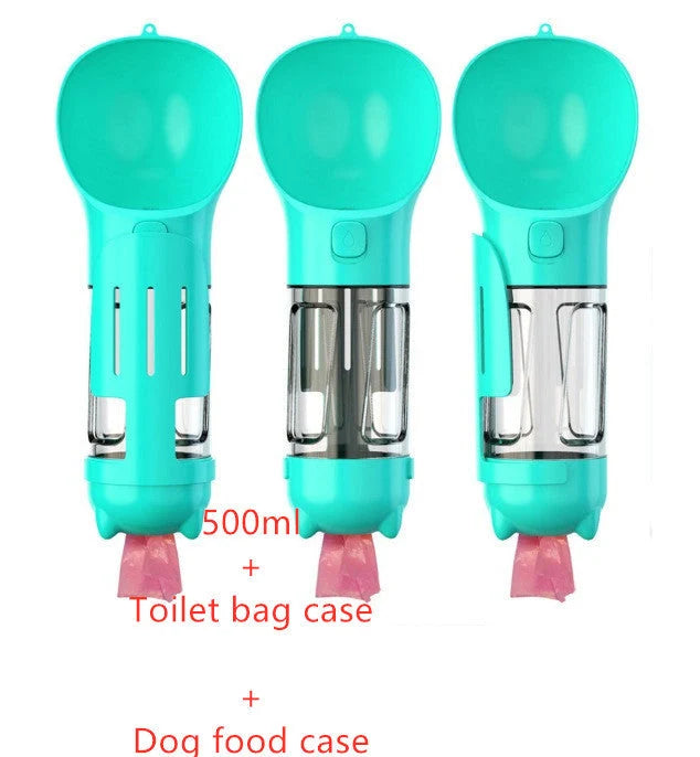 Dog Water Bottle 3-in-1 Portable Food Compartment & Waste Bag