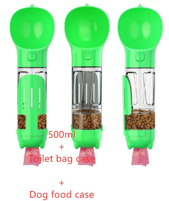 Dog Water Bottle 3-in-1 Portable Food Compartment & Waste Bag