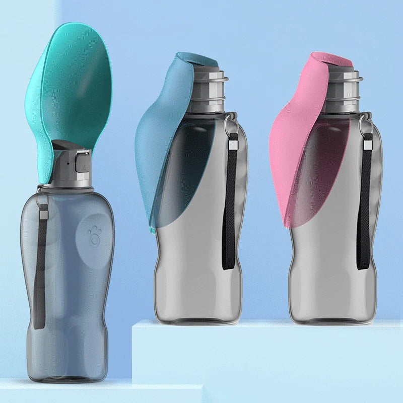 Dog Water Bottle Collapsible Bowl One-Handed Leak-Proof