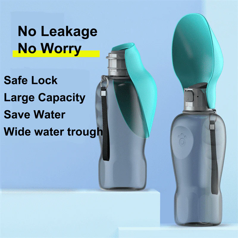Dog Water Bottle Collapsible Bowl One-Handed Leak-Proof