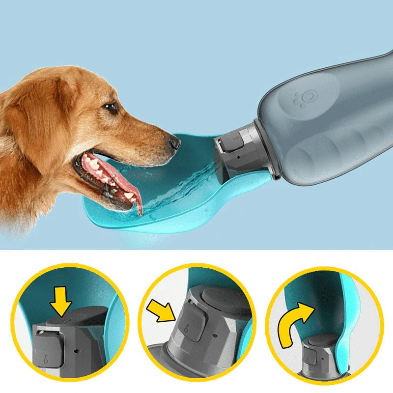 Dog Water Bottle Collapsible Bowl One-Handed Leak-Proof
