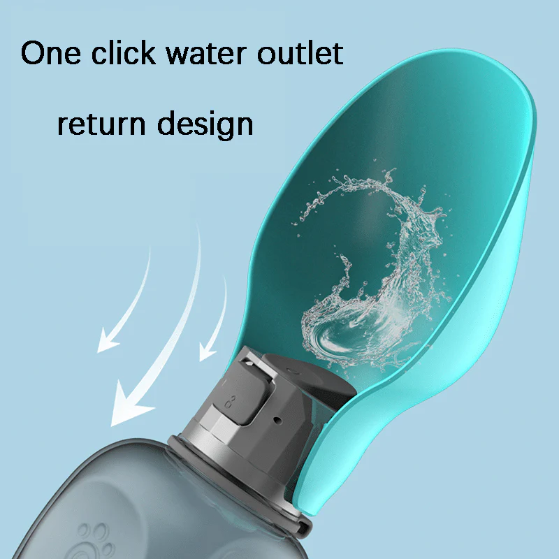 Dog Water Bottle Collapsible Bowl One-Handed Leak-Proof