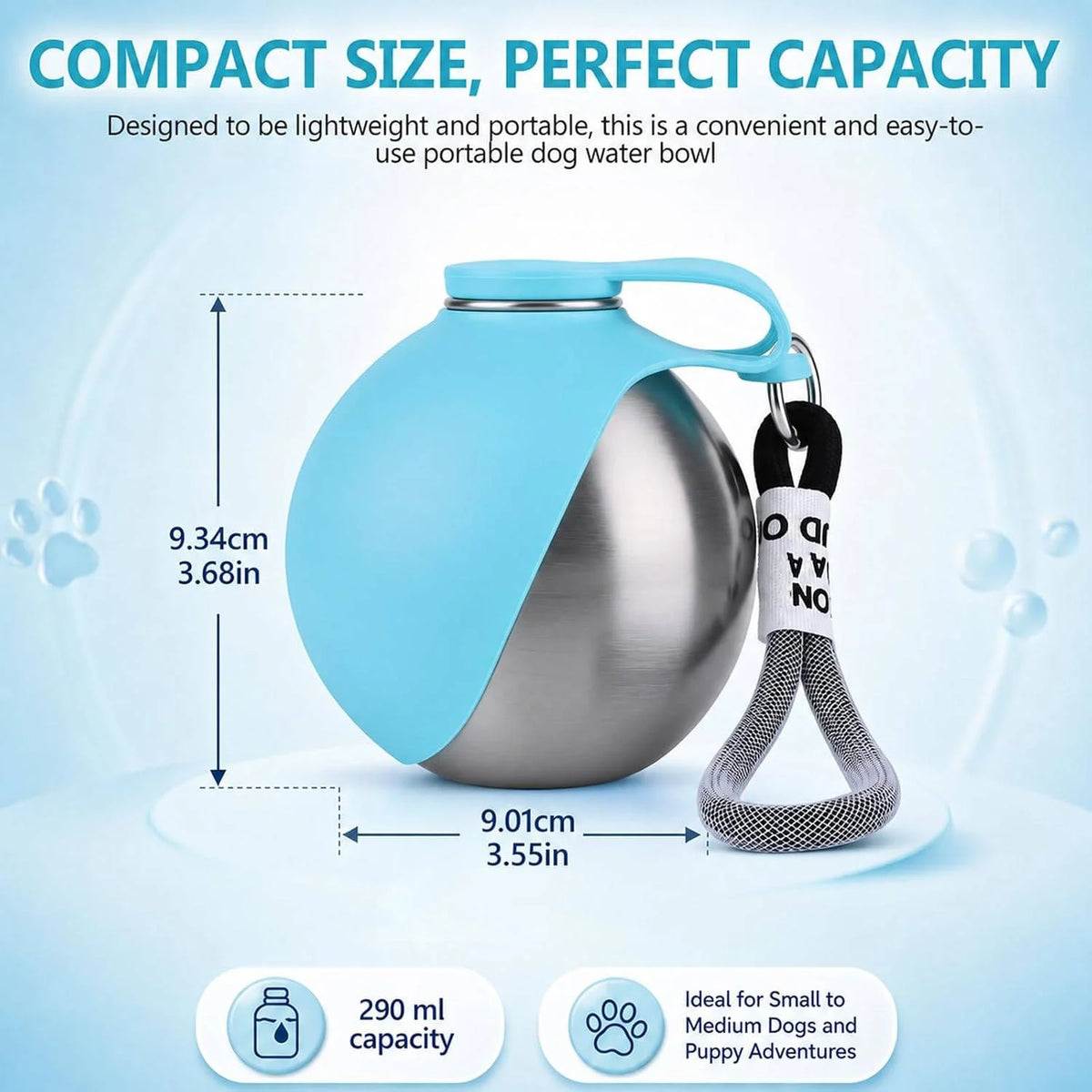 Dog Water Bottle Foldable Silicone Bowl Leakproof 280ml