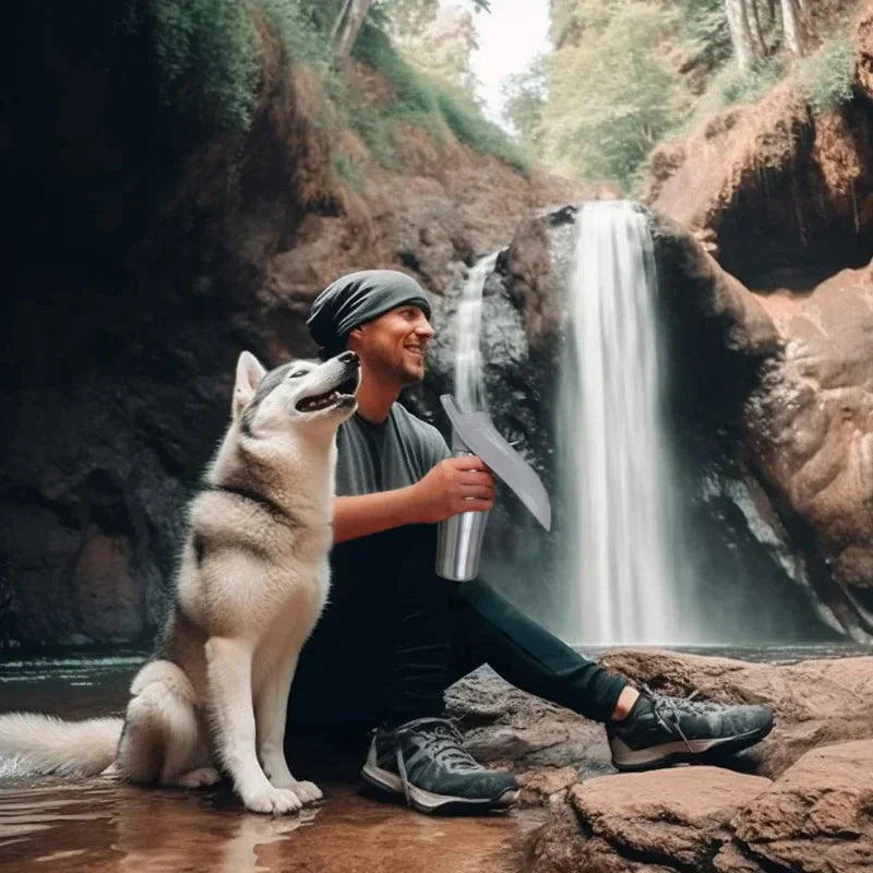 Dog Water Bottle Insulated Stainless Steel Integrated Drinking Trough