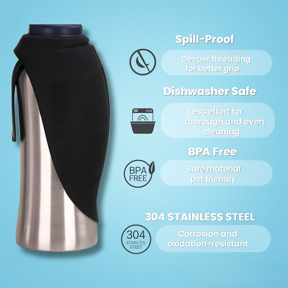 Dog Water Bottle Insulated Stainless Steel Leak-Proof Dispenser