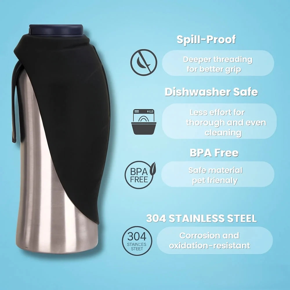 Dog Water Bottle Insulated Stainless Steel Leak-Proof One-Press Cup