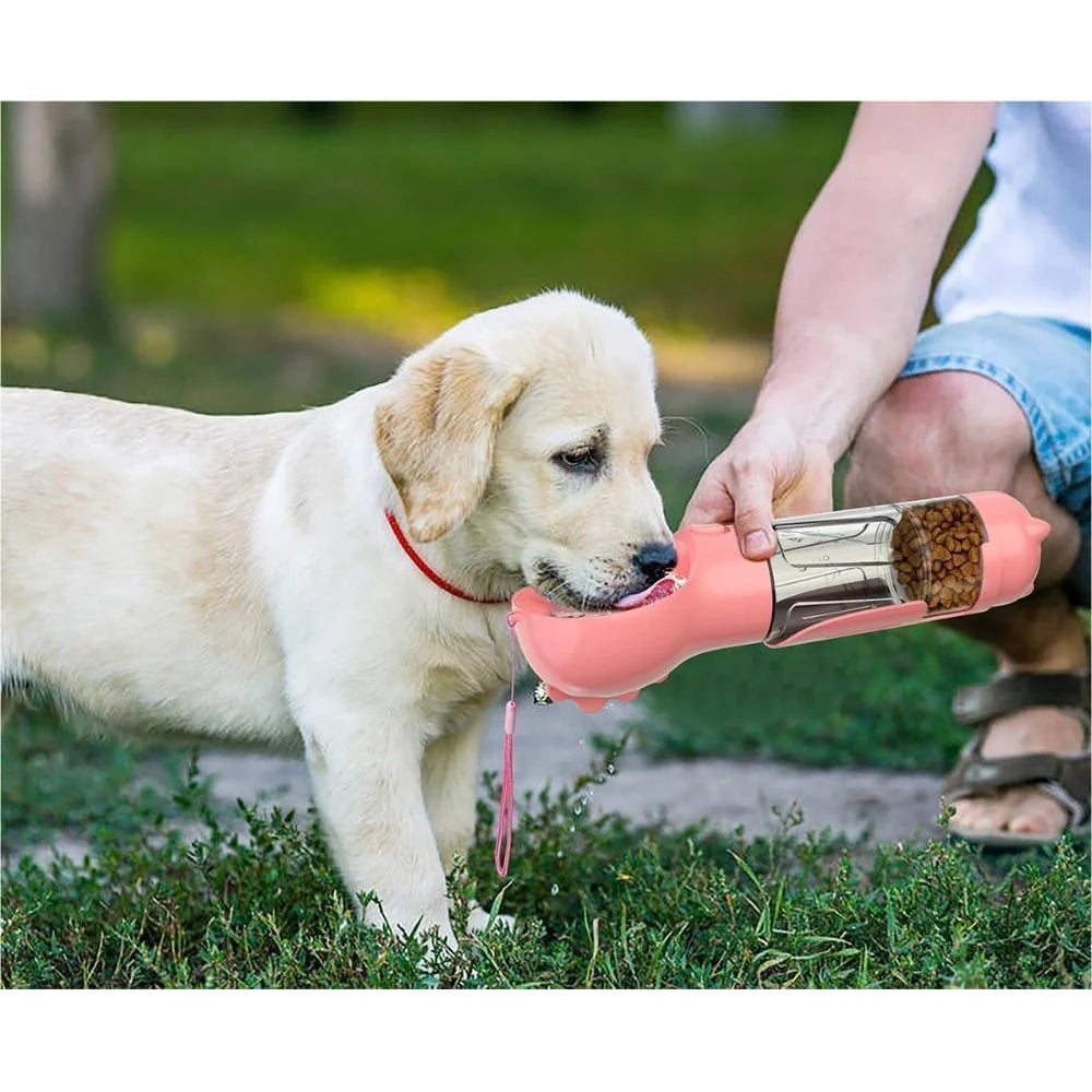 Dog Water Bottle Integrated Bowl & Waste Bag Dispenser