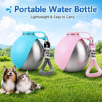 Dog Water Bottle One-Hand Flip Leakproof Stainless Steel