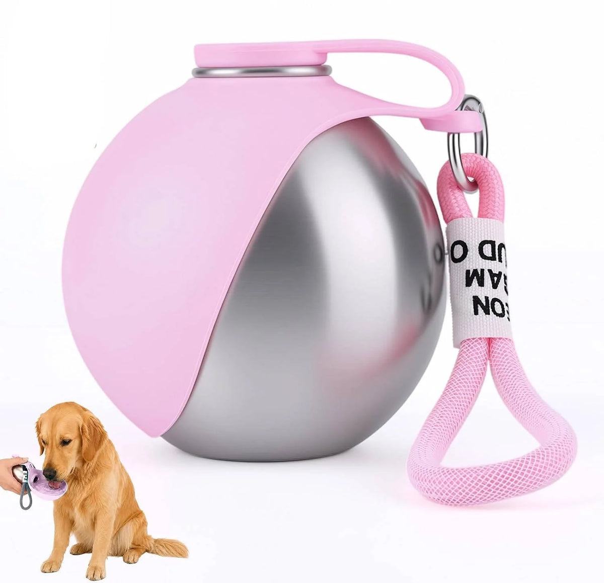 Dog Water Bottle One-Hand Flip Leakproof Stainless Steel