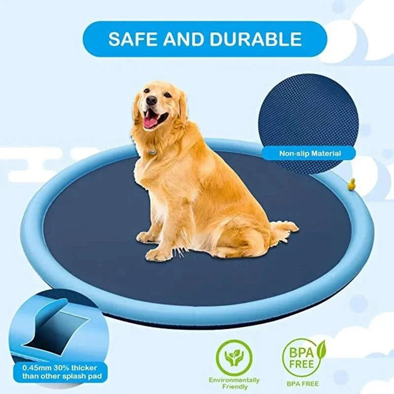 Dog Water Mat Built-In Sprinkler Pet-Safe Nylon-PU