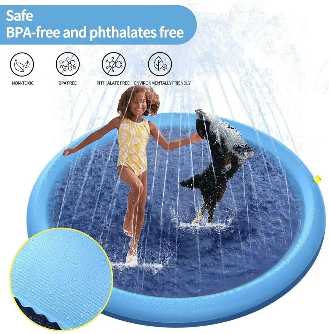 Dog Water Mat Built-In Sprinkler Pet-Safe Nylon-PU
