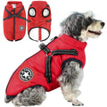 Dog Winter Coat Waterproof Fleece-Lined Built-In Harness