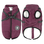 Dog Winter Coat Waterproof Fleece-Lined Built-In Harness