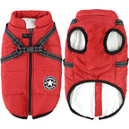 Dog Winter Coat Waterproof Fleece-Lined Built-In Harness