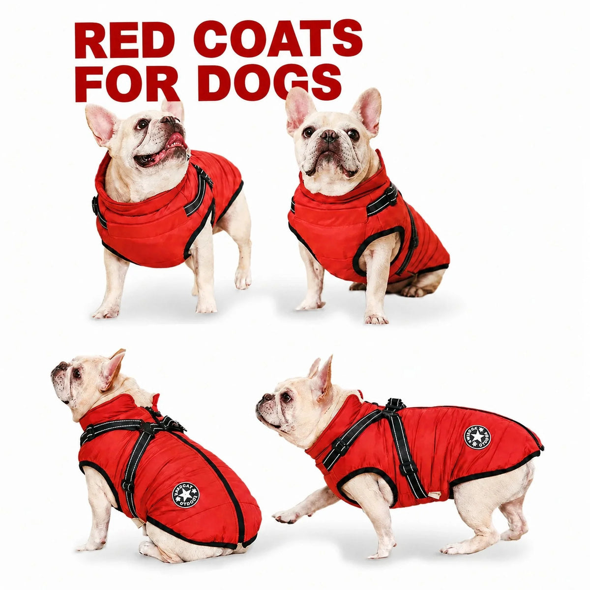 Dog Winter Coat Waterproof Fleece-Lined Built-In Harness