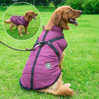 Dog Winter Coat Waterproof Fleece-Lined Built-In Harness