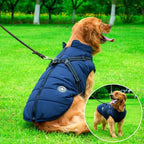 Dog Winter Jacket Waterproof Sherpa-Fleece Lined Built-In Harness