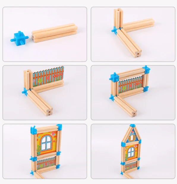 Dollhouse Set Wooden DIY Modular 268-298 Pieces
