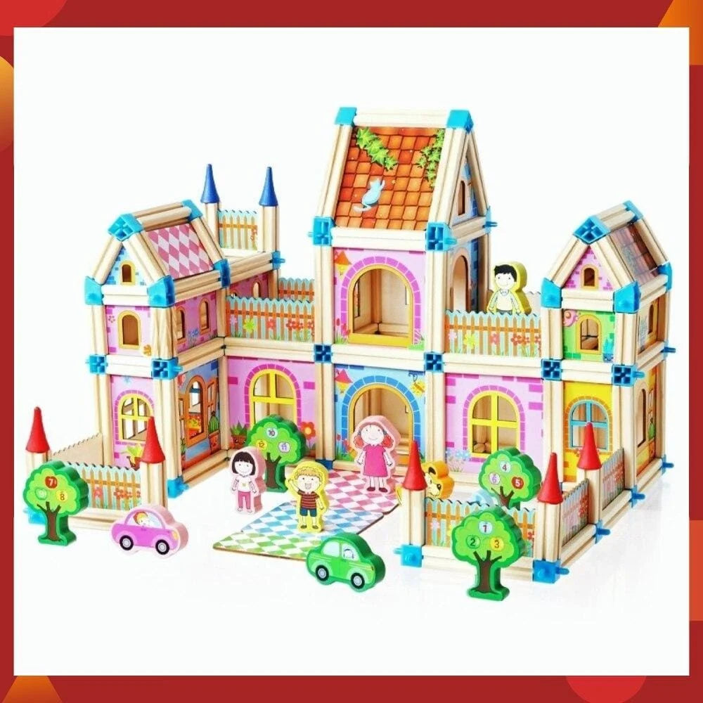 Dollhouse Set Wooden DIY Modular 268-298 Pieces