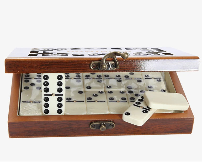 Domino Set Double-Six Wooden Storage Box