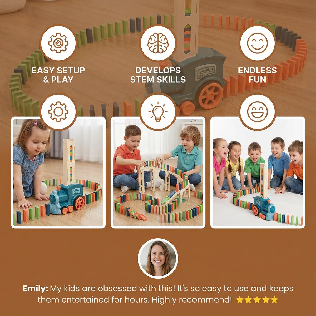 Domino Train Motorized Placement & Reusable Cartridge