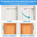Door Closer Silent Adjustable Tension Stainless Steel