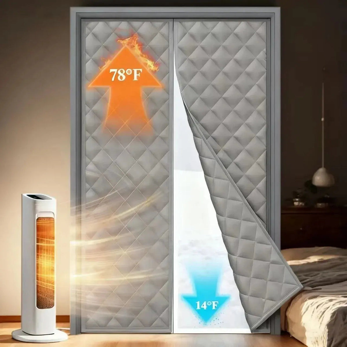 Door Curtain Self-Closing Magnetic Thermal Insulated & Waterproof