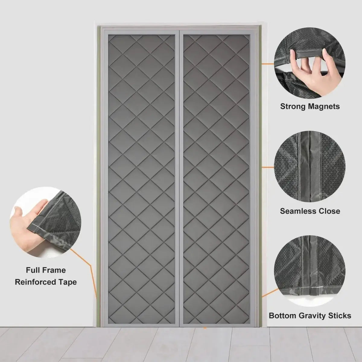 Door Curtain Self-Closing Magnetic Thermal Insulated & Waterproof