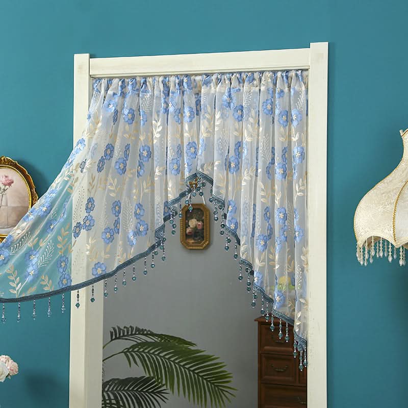Door Curtain Sheer Embroidered Adjustable Telescopic Rod