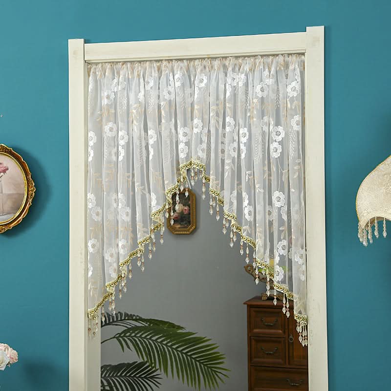 Door Curtain Sheer Embroidered Adjustable Telescopic Rod