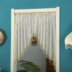 Door Curtain Sheer Embroidered Adjustable Telescopic Rod